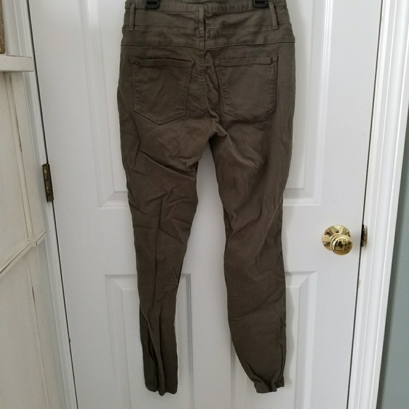 High-waisted green skinny jeans - Picture 2 of 3